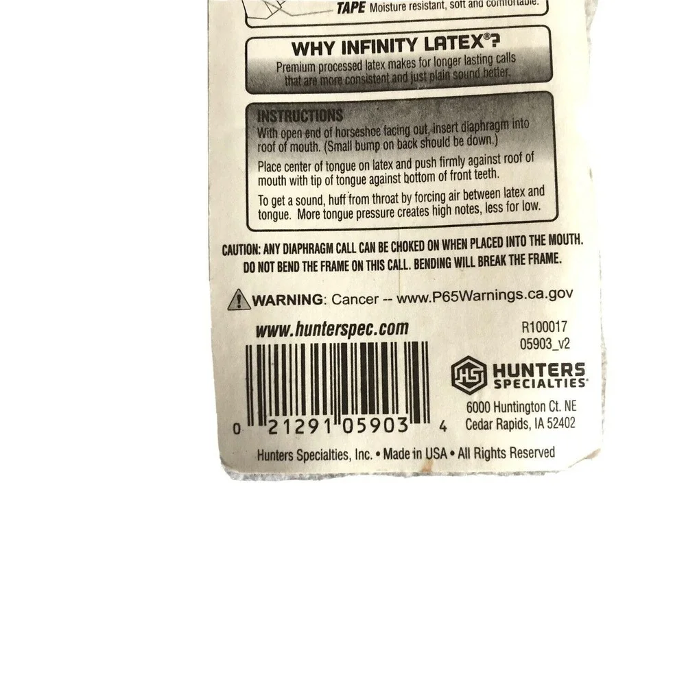 Hunters Specialties HS Strut Diaphragm Turkey Premium Flex Raspy Old‎ Hen NEW